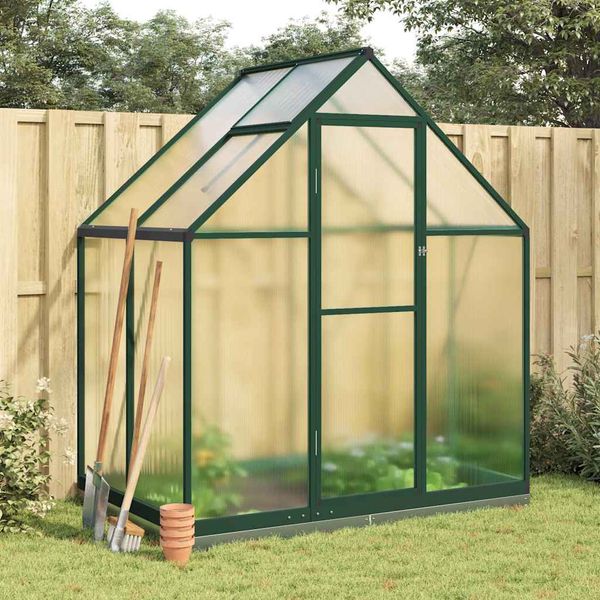 vidaXL Skleník so základovým rámom zelený 169x114x202 cm hliník