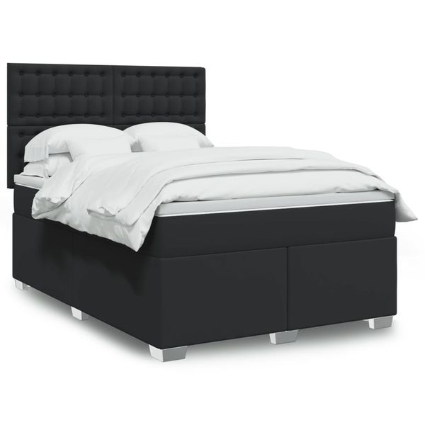 vidaXL Boxspring posteľ s matracom čierny 140x190 cm umelá koža