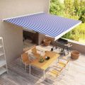 vidaXL Ručne ovládaná kazetová markíza 450x300 cm modrá a biela