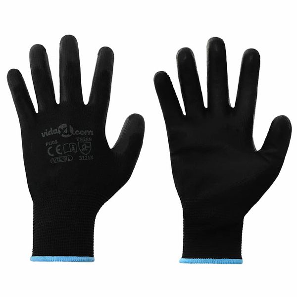 vidaXL Pracovné rukavice 24 pcs Čierna 9 / l Polyester