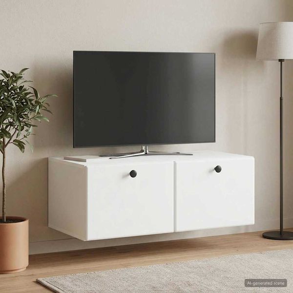 vidaXL Nástenná TV skrinka 78,5 x 41 x 30 cm Biela Kompozitné drevo
