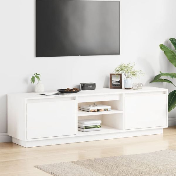 vidaXL TV stolík biely 140x35x40 cm masívna borovica