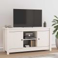 vidaXL TV skrinka biela 103x36,5x52 cm masívna borovica