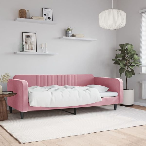 vidaXL Denná posteľ ružová 100x200 cm zamat