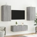 vidaXL 4-dielne TV nástenné skrinky s LED sivé sonoma kompozitné drevo