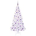 vidaXL Umelý vianočný stromček s 300 LED-i Biela 180 cm PVC a oceľ