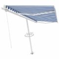 vidaXL Voľne stojaca ručne zaťahovacia markíza 400x300 cm, modro biela