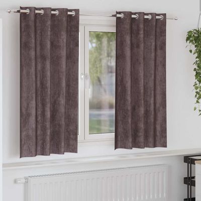 vidaXL Sametové závesy so záclonami 2 pcs Hnedá 175 x 140 cm Zamat