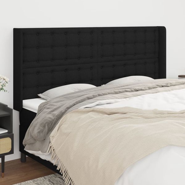 vidaXL Čelo postele so záhybmi čierne 163x16x118/128 cm látka