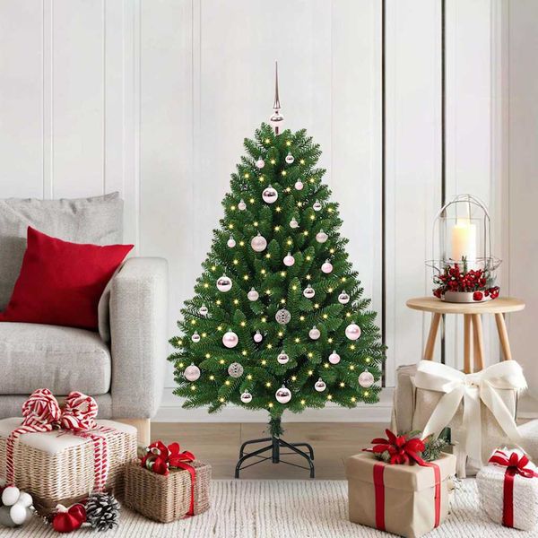 vidaXL Umelý vianočný stromček s 150 LED-i Zelená 120 cm PVC a kov