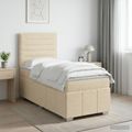 vidaXL LED boxspring posteľ s matracom Krémová 100 x 200 cm Látka