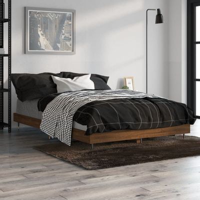 vidaXL Posteľný rám bez matraca hnedý dub 120x190 cm borovicový masív
