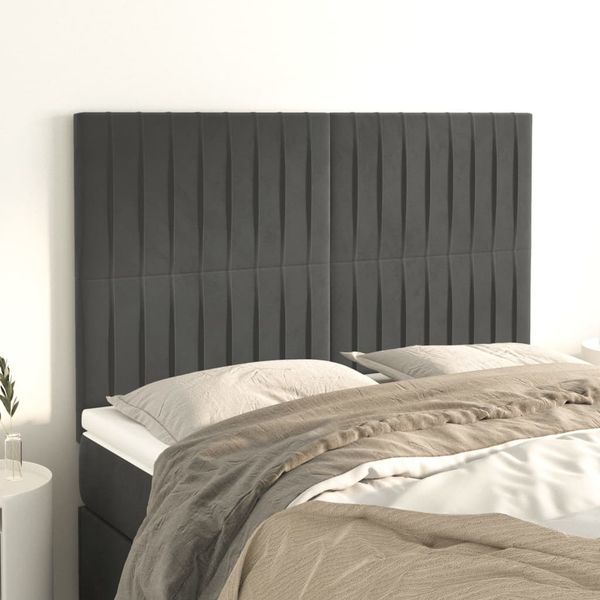 vidaXL Čelo postele tmavosivé 144x5x118/128 cm zamatové
