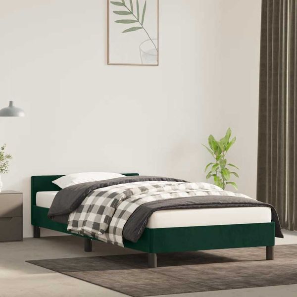 vidaXL Posteľ bez matraca tmavozelený 90x200 cm zamat