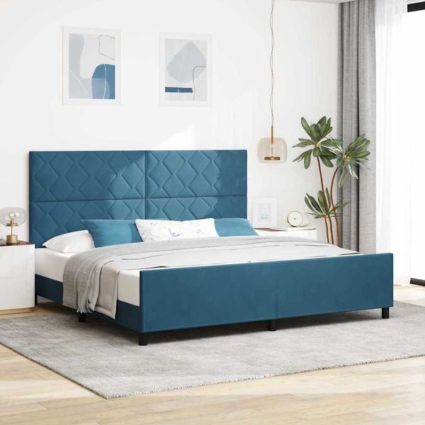 vidaXL Posteľ s pružinovým rámom Tmavomodrá 200 x 200 cm Zamat