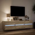 vidaXL TV nástenná skrinka s LED svetlami dub sonoma 180x31x45 cm