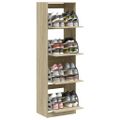 vidaXL Botník so 4 výklopnými zásuvkami dub sonoma 60x42x204 cm