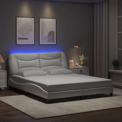 vidaXL Rám postele s LED bez matraca Hvar biely 160x200 cm