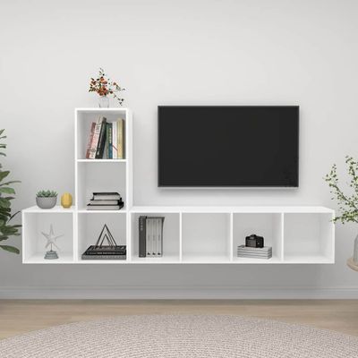 vidaXL 3-dielna súprava TV skriniek biela drevotrieska