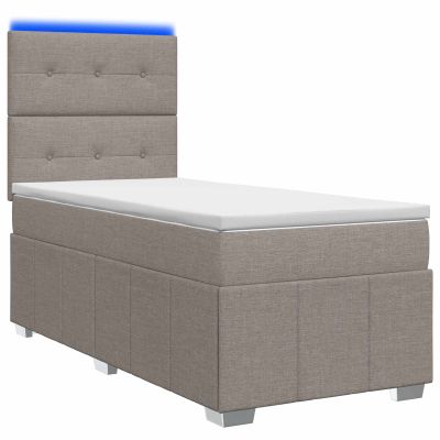 vidaXL LED boxspring posteľ s matracom Sivohnedá 80 x 200 cm Látka