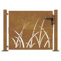 vidaXL Záhradná brána 100x75 cm, oceľ Corten, dizajn s trávou
