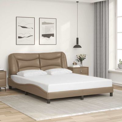 vidaXL Rám postele bez matraca Hvar kapučínový 160x200 cm umelá koža