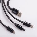 Maxlife 3in1 cable USB - Lightning + USB-C + microUSB 1,0 m 2,1A black nylon