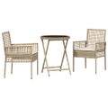 vidaXL Záhradný bistro set 3 ks Béžová polyratan
