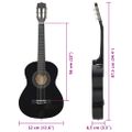 vidaXL Klasická gitara pre začiatočníkov a deti čierna 1/2 34"