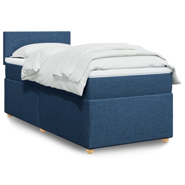 vidaXL Boxspring posteľ s matracom modrá 100x200 cm látka
