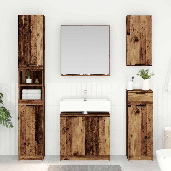 vidaXL Set kabinetov do kúpeľne 3 pcs Staré drevo Kompozitné drevo