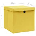 vidaXL Úložné boxy s vekom 4 ks, 28x28x28 cm, žlté
