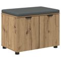 vidaXL Lavica na topánky s vankúšom Dub artisan 60 x 38 x 46 cm