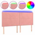 vidaXL Čelo postele s LED ružové 180x5x118/128 cm zamat