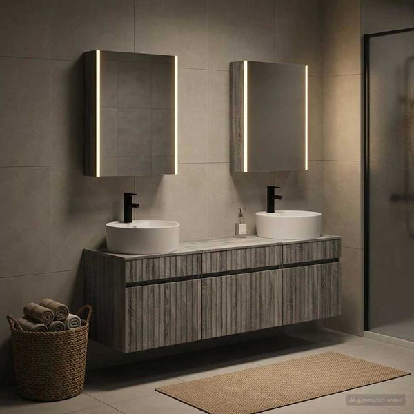 vidaXL Set kabinetov do kúpeľne 5 pcs Sivý Sonoma 53 x 15,5 x 70 cm