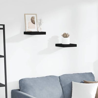 vidaXL Plávajúce nástenné police 2 ks, čierne 23x23,5x3,8 cm, MDF