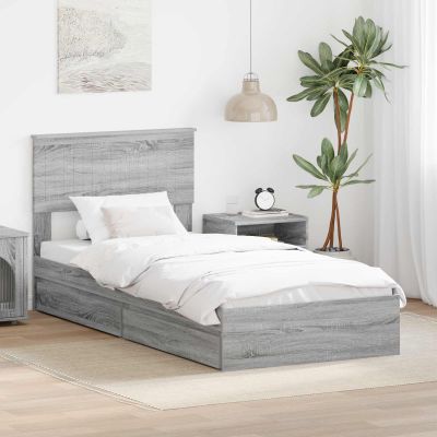 vidaXL Úložná posteľ Sivý Sonoma 90 x 190 cm Kompozitné drevo
