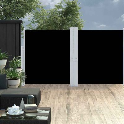 vidaXL Zaťahovacia dvojitá bočná markíza na terasu 170x600 cm, čierna