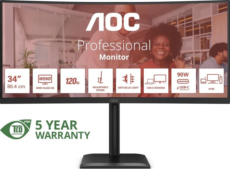 AOC/CU34E4CV/34''/VA/wQHD/120Hz/4ms/Čierna/5R