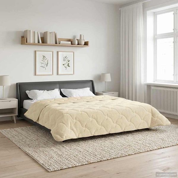 vidaXL Letná prikrývka Krémová 220 x 240 cm Mikrofáza a Teddy fleece