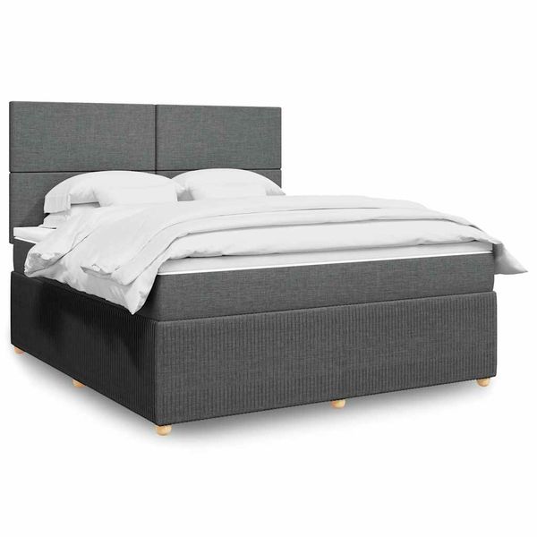 vidaXL Boxspring posteľ s matracom tmavosivá 180x200 cm látka