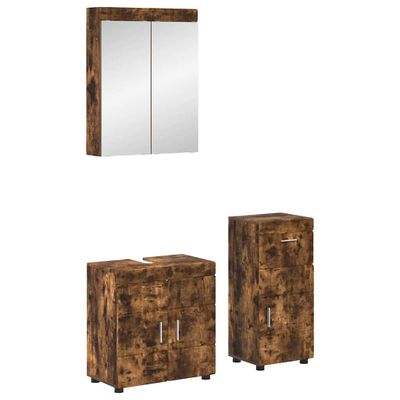 vidaXL Sada kúpeľňového nábytku TULUM 3 pcs Dymová dub 60 x 34 x 63 cm