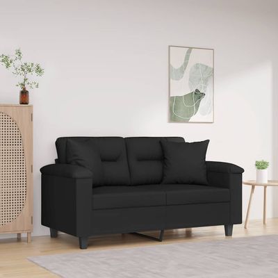 vidaXL 2-miestna pohovka s vankúšmi čierna 120 cm mikrovlákno