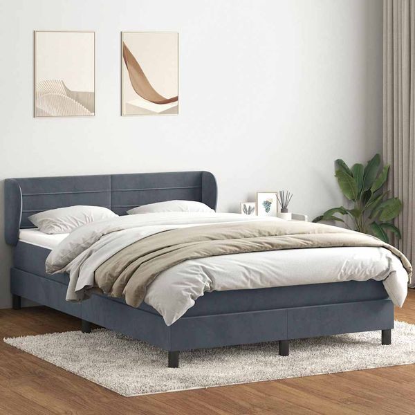 vidaXL Box Spring Posteľ s matracom Tmavosivá 160x220 cm Zamat