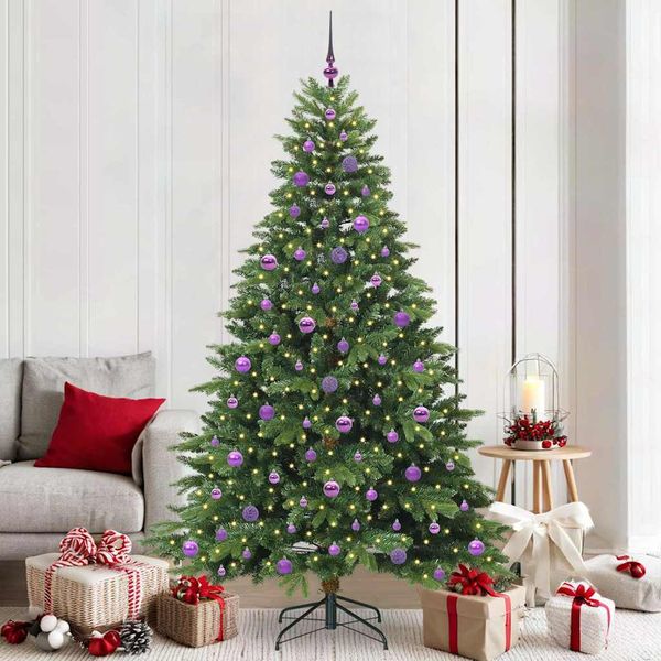 vidaXL Umelý vianočný stromček s 300 LED-i Zelená 210 cm PE a PVC