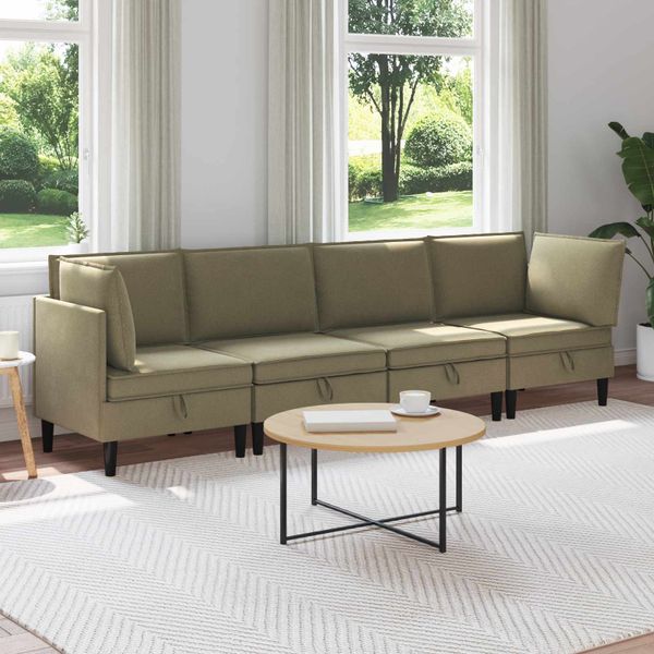 vidaXL Súprava nábytku do obývačky 4 pcs Khaki Látka