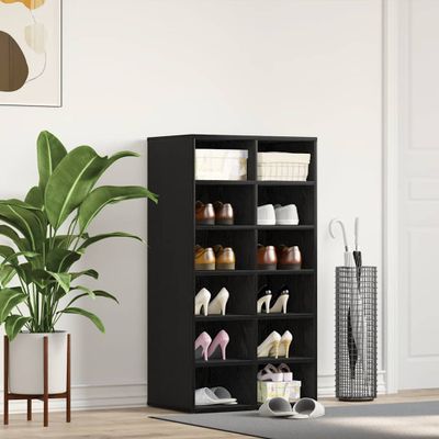 vidaXL Regál na topánky čierny dub 54x34x100,5 cm spracované drevo