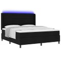 vidaXL LED box s pružinami s matracmi Čierna 180 x 200 cm látka