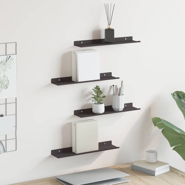 vidaXL Závesná polica Nástenný 4 pcs Čierny 40 x 8,5 x 2,5 cm Oceľ