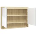 vidaXL Kúpeľňová zrkadlová skrinka 80x15x60 cm MDF biela a dubová